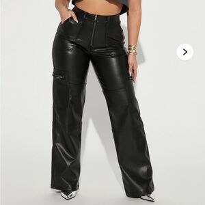 Black Leather Cargo Pants